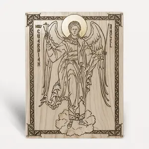 Guardian Angel | Engraved Wood Orthodox Icon