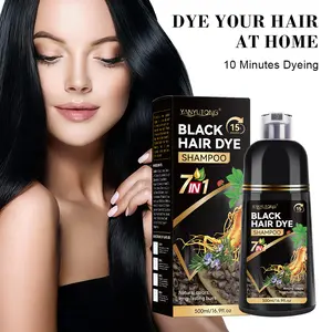7-in-1 500ml Shampoo in Black, Red, and Dark Brown, containing Reishi mushroom and Polygonum multiflorum, helps slow hair aging, maintain hair shine and strength, improve follicle nutrition, and support hair loss prevention.