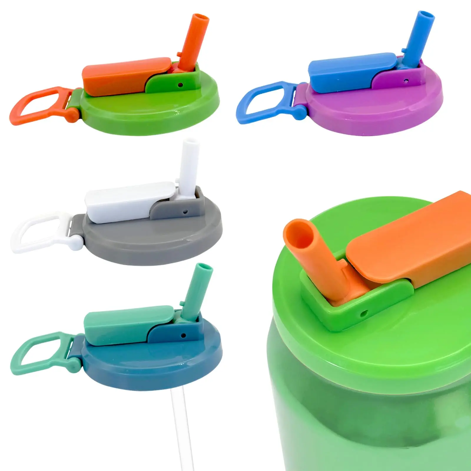 4 Pack Soda Can Lids with Straws, Reusable Silicone Straws Soda Can | Covers Fit Standard Cans, Airtight Seal Spill-Proof Drinking Pop Tops for Canned Beverage Energy Drink Juice Coca Seltzer