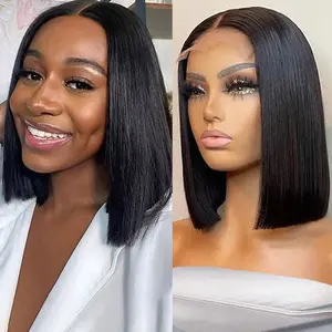 Midulla Straight Bob Wig Human Hair Black Lace Front Wig Human Hair 4x4 13x4 Lace Frontal Human Hair Wig Short Human Hair Wigs