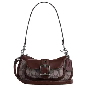 COACH Ashton 20 Small Shoulder Bag with Silver Buckle Jacquard Logo in Smooth Lambskin for Women