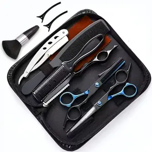 Wingsbro Professional Hairdressing Scissors Set, Home Use Hair Cutting Kit, Flat Shears & Toothed Clippers, Beauty Tool Set
