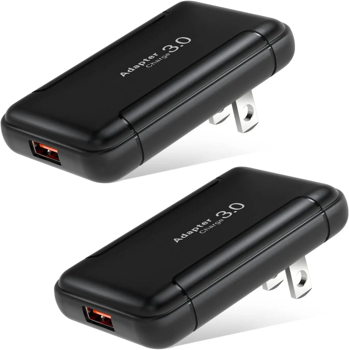 USB Wall Charger, 2 Pack 18W GaN Tech Slim Fast Charge 3.0 Port Fast Charging Block with Foldable Plug Compatible for Samsung Galaxy S10 S9 S8 Note 9, iPhone 11 Xs XR X, Tablet (Black)