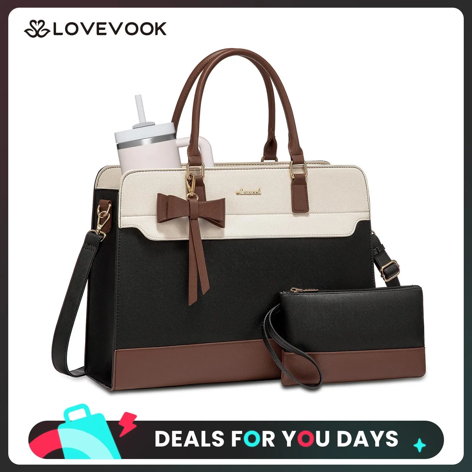 LOVEVOOK Fall Laptop Tote Bag for Women,Leather Work Bag, Waterproof Business Teacher Bag,Large Computer Handbag Purse Briefcase,Office Gifts for Women. DealsForYouDays