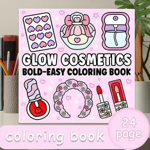 Adult Coloring Book, Glow Cosmetics, 24 Bold Designs, Perfect Size 7.9x7.9 Inches, Premium Thick Paper, Original Hand-Drawn Art, Ideal Gift for Adults & Kids, Creative Coloring Book