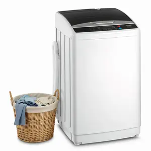 Winado 25LBS Portable Washing Machine, Full-Automatic Electric Laundry Machine with Stainless Steel Drum, Compact Washer and Spin Dryer Combo with Drain Pump for Home, Apartment, Light Grey