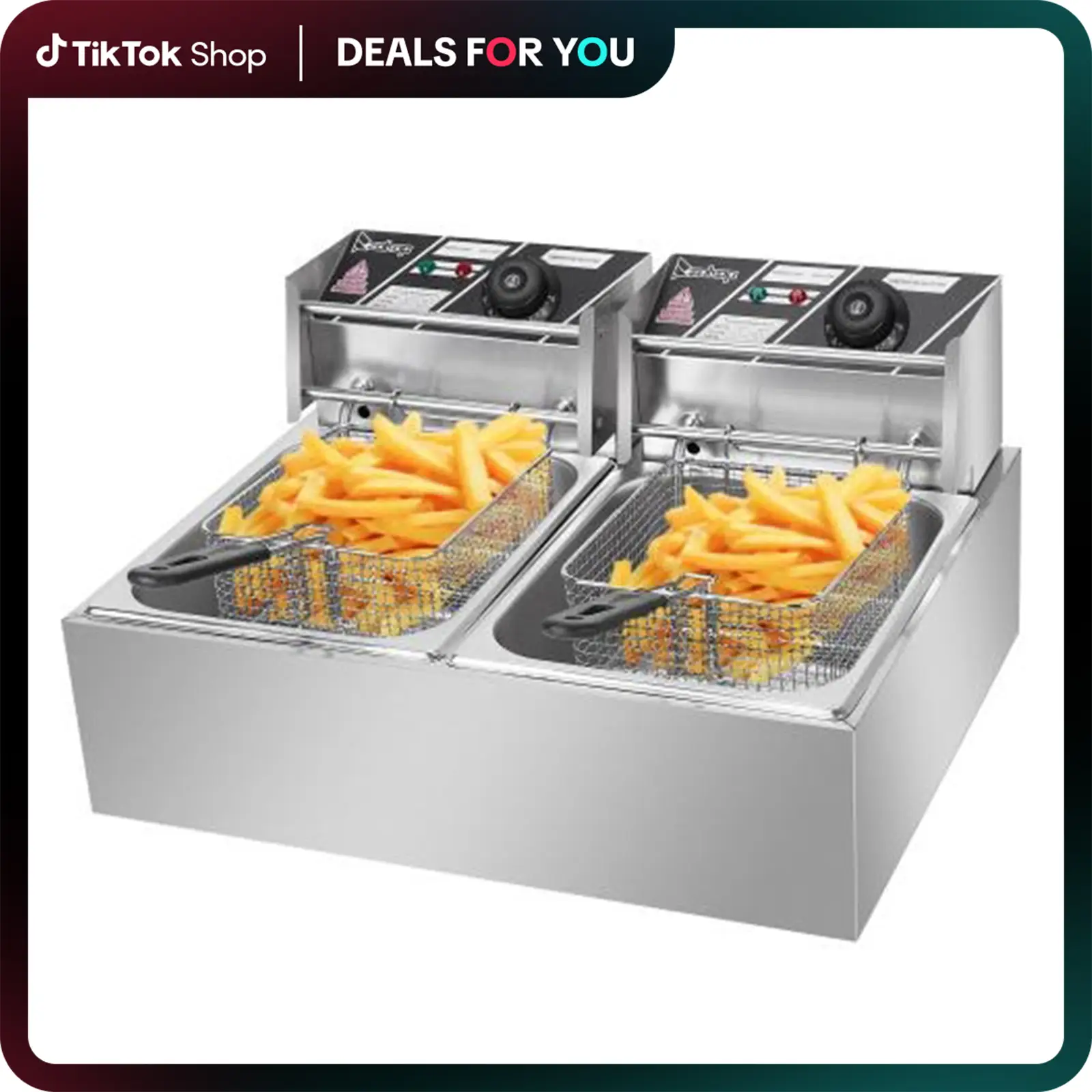 ZOKOP Premium EH81 110V 2500W 6.3QT/6L Electric Deep Fryer in Silver - Stainless Steel, Single Tank, Adjustable Temperature, ETL Certified Power Cord.