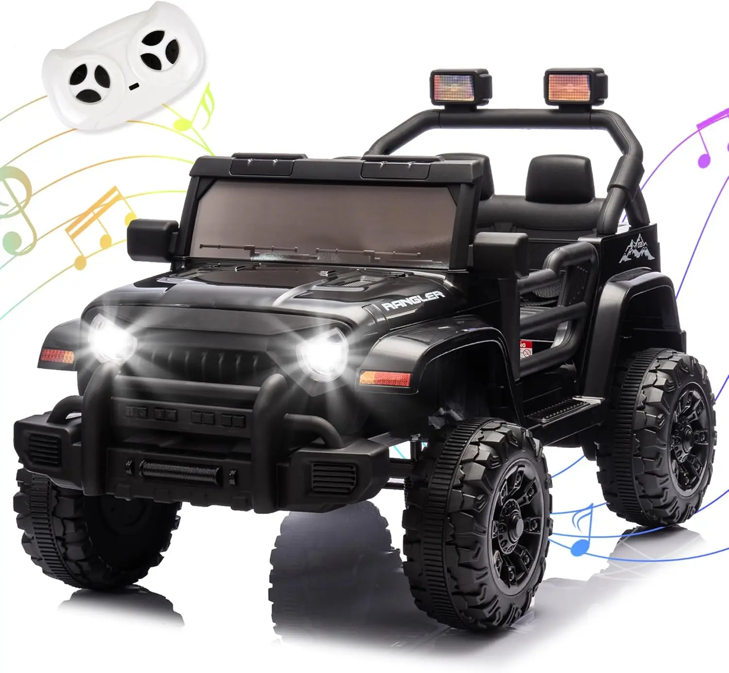12V Kids Ride On Electric Car - Parent Remote Control, Dual Drive, 4-Wheel Suspension, Music, Bluetooth, MP3, USB, Headlights, Quick-Release Steering Wheel, Slow Start for 2-4 Year Olds | Outdoorfun