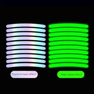 20PCS Reflective Wheel Rim Strips – Glow in The Dark Adhesive Decals for Motorcycles, Colorful Night Riding Wheel Decoration