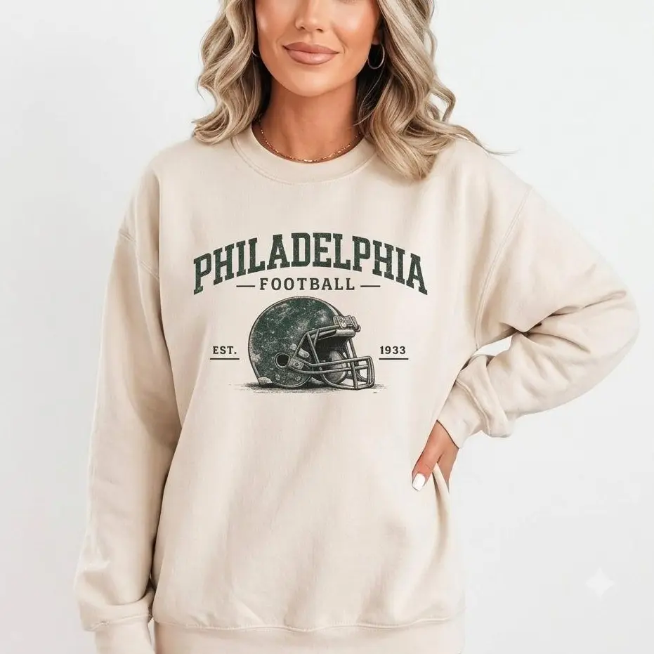 Vintage 90s Style Philadelphia Football Sweatshirt, Game Day Crewneck, Philly Football Fan Sweatshirt, Football Lover Gift, Cozy Sports Crewneck