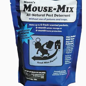 Moen’s Mouse Mix All Natural  Pest Deterrent   Deter mice Fromm your home, boat, camper and use for storage.  Kid & pet friendly-