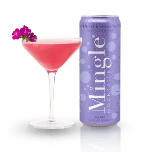 Mingle Mocktails Blackberry Hibiscus Bellini Non Alcoholic Drinks, Alcohol Alternative Pre-Mixed Drinks with Real Juice, Canned Mocktails or Cocktail Drink Mixer, Gluten Free, Vegan, 12 Pack or 24 Pack, 12 fl oz