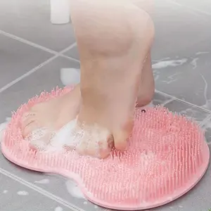 Silicone Exfoliating Shower Massage Scraper Non-Slip Bath Scrub Pad Foot Wash Brush Bathroom Tool Mat Rub Back Sucker Brushes Shower Scrubber