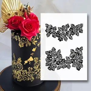 Flower Pattern Cake Stencil Sprinkler Mold, Reusable Food Grade Baking Decoration Template, Home DIY Cake Printing Tool, Pastry Decorating Tools, Wedding Birthday Party Decor