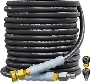 TikTokShopBlackFriday 4800PSI Pressure Washer Hose 3/8"*50FT,Swivel Quick Connect,for Cold/Hot Water Max 248°F, Kink Resistant Steel Wire Braided, For Heavy Duty