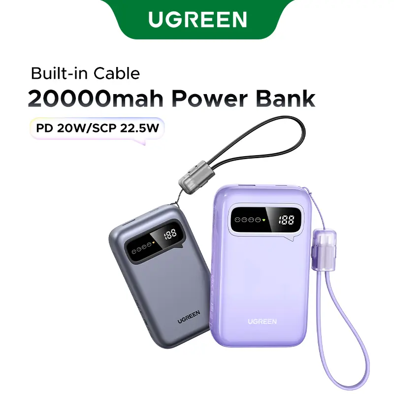 [LIVE ONLY]UGREEN Portable Charger, Smallest 20W 20000mAh USB C Power Bank Fast Charging, PD 3.0 LED Display Phone Battery Pack Compatible with iPhone 17 16 15 14 Pro Samsung S24 iPad etc
