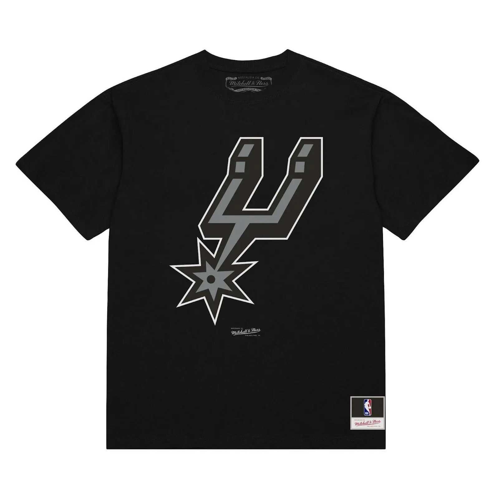 San Antonio Spurs Black Basic T-Shirt NBA Throwback Tee Graphic Vintage Fan Gear Mitchell & Ness