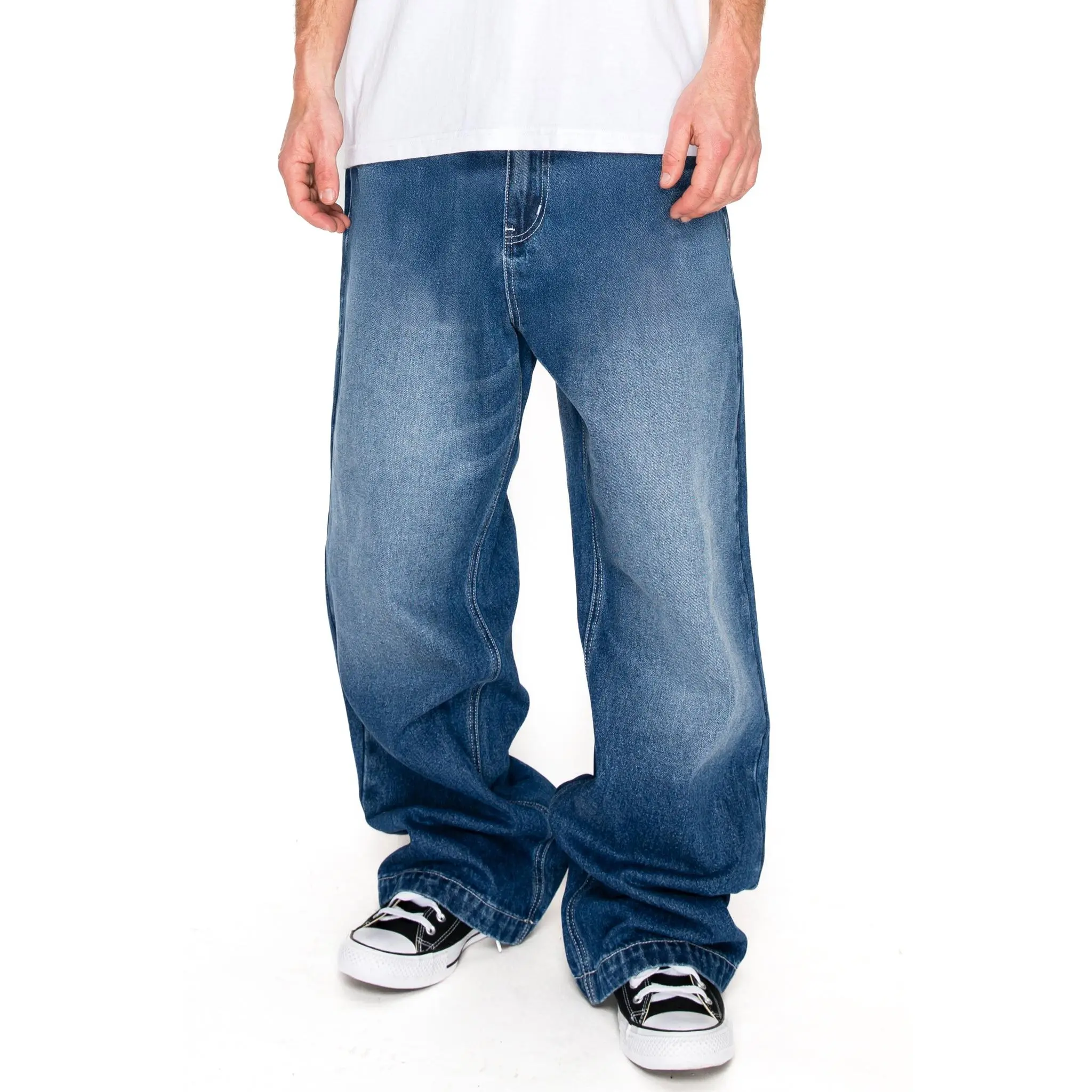 VICTORIOUS TITAN Ultra Baggy Y2K Wide-Leg Denim Jeans - Oversized Back Pockets, 100% Heavyweight Cotton