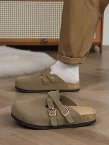 Men's Women's Birk Sandals, Casual Shoes Clogs, Fashion Dual Buckle Design, Composite Leather, Comfortable Summer Walking Shoes, Perfect for Daily Wear, Minimalist Casual Clogs