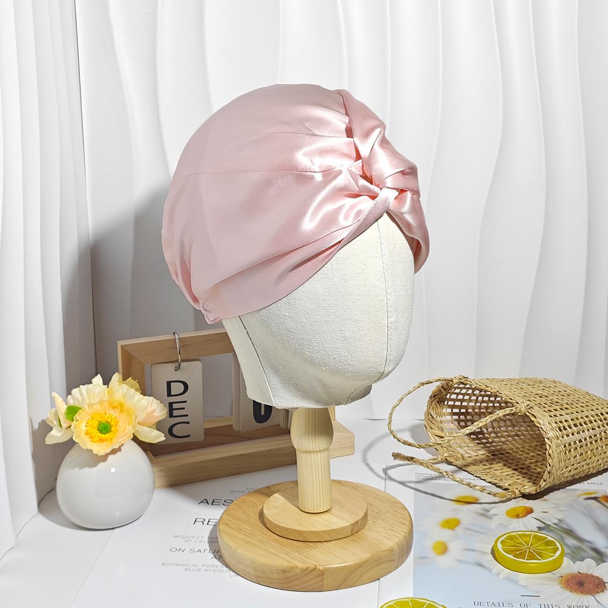 Shower cap - 19 Momme 100% Mulberry Silk - Women's silk bonnet for Hair Care, Highest Silk Hair wrap for Sleeping with Premium Elastic, heatless curls  Shower