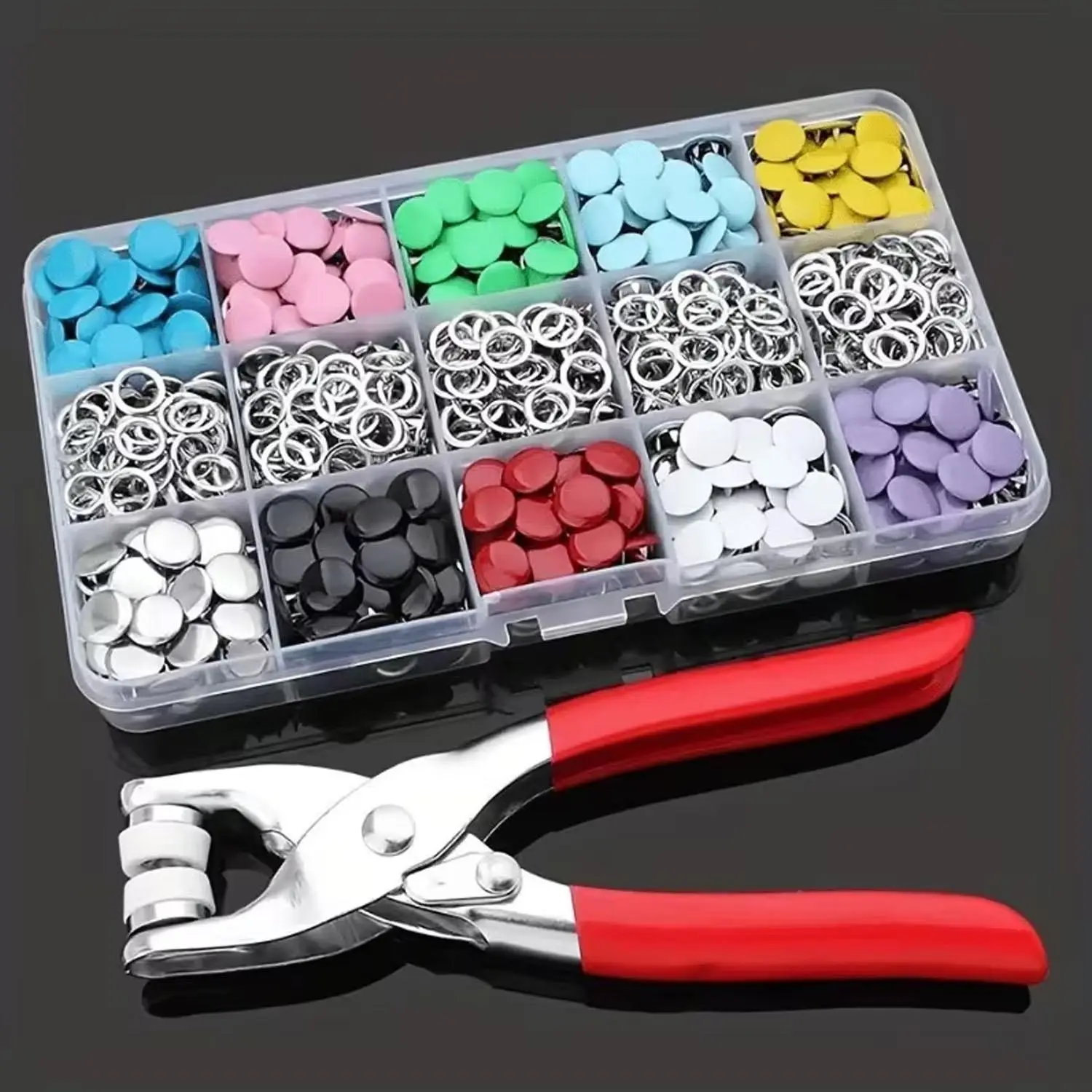Seamless Five-Point Buckle Set, 9.5mm Colorful Solid Hollow Out, Metal Snap Button, Mother-Son Buckles, Ideal for Clothing Accessories, Matching Outfits, Versatile, Durable