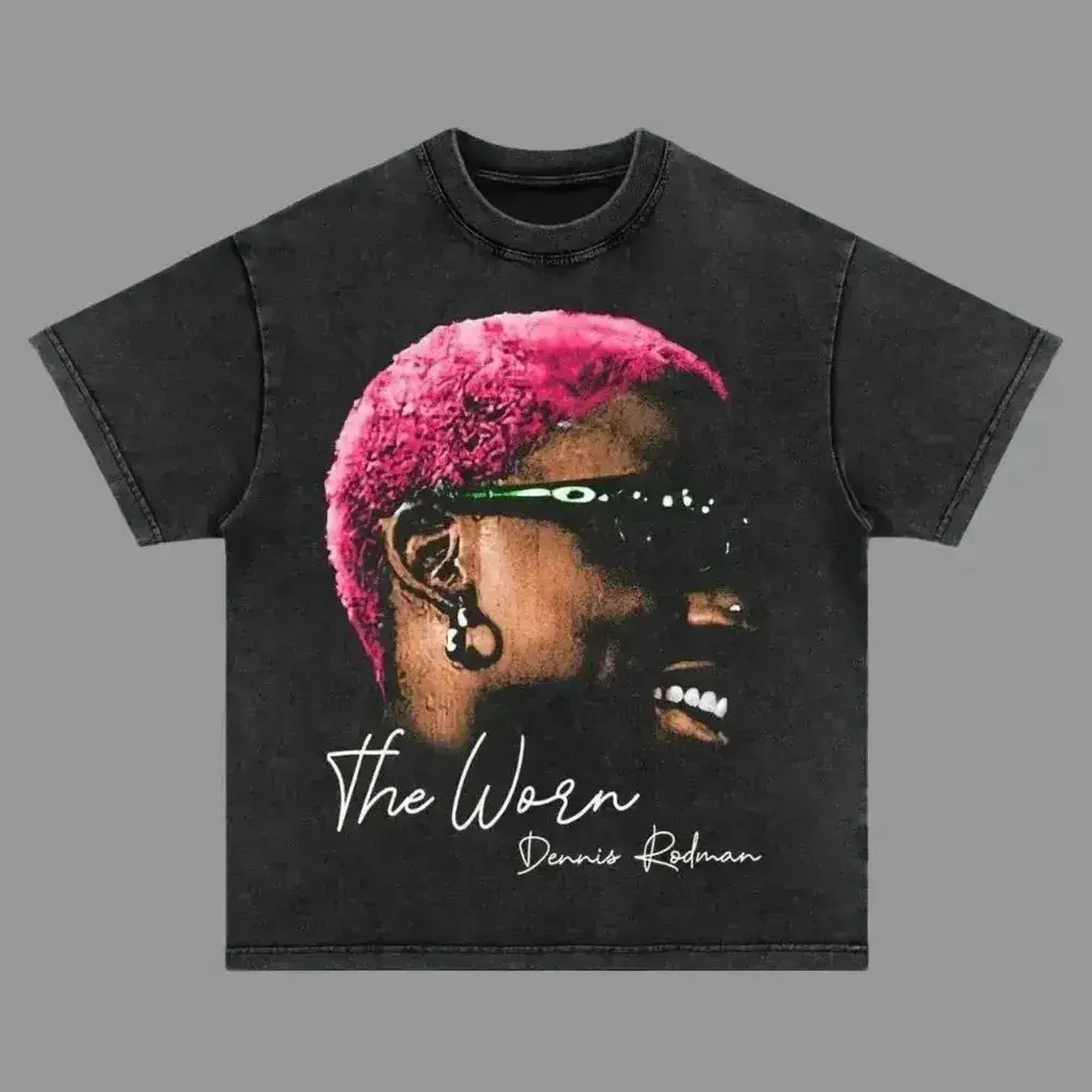 Men's Oversized Graphic T-Shirt, Vintage Acid-Wash Streetwear Style in Thick 230 GSM Cotton with Spandex-Reinforced Crew Neck