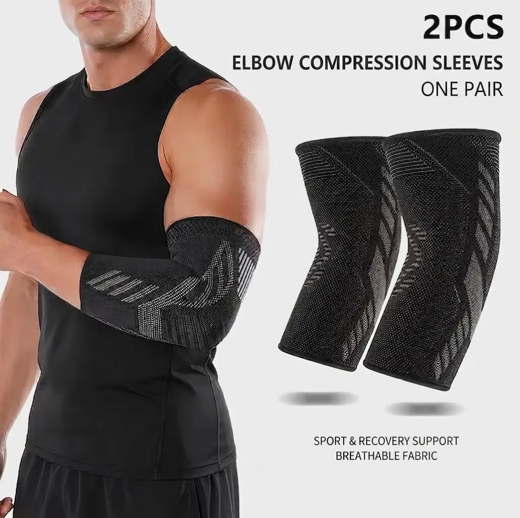 2 Pack Elbow Brace Compression Sleeve, Tennis & Golfer's Elbow | Breathable 3D Knit, Moisture-Wicking, Epicondylitis, Tendonitis & Arthritis Relief, All-Day Wear