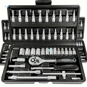 46pcs Car Repair Machinery Tools Set, Household Machinery Tools, Socket Wrench Diy Repair Tool Kit, Ratchet Screwdriver Compatible with Car Repair & Bicycle Repair, Hardware Toolbox Compatible with Auto Repairing & Household, Easter Gifts for Husband