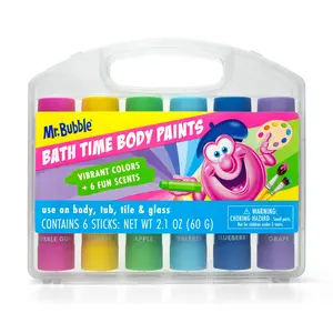 Mr. Bubble Bath Time Body Paints, Six Vibrant Colors and Scents, Easy Clean Up