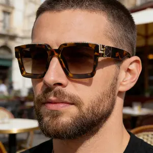 Unisex Large Square Diamond-Encrusted Metal Fashion Sunglasses - Men's Sunglasses, Luxury Trendy Streetwear Daily Wear Eyewear, Famous Influencer Style