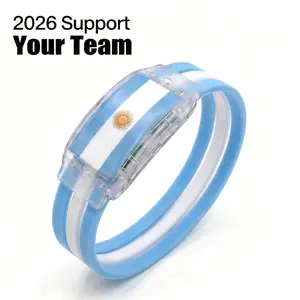 2026 Argentina (ARG) Soccer Fan Gear LED Light Up National Flag Bracelet Glow in the Dark Silicone Wristband Game Day Watch Party Favors Sports Team Pride Accessory