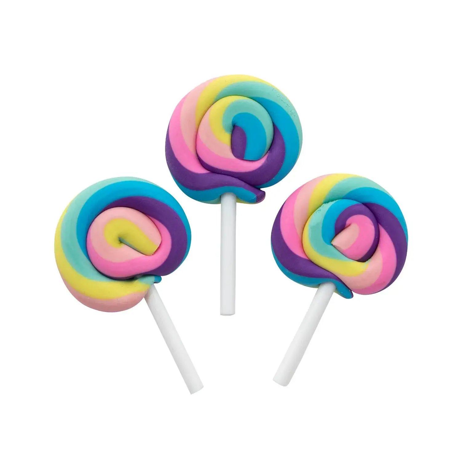 1 1/2" Mini Multicolor Lollipop-Shaped Rubber Erasers - 24 Pc.