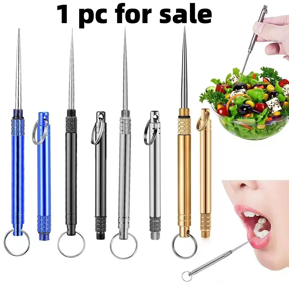 304 Stainless Steel Toothpick Set, Portable Mini Handy Waterproof Durable Cleaning Tool, Fruit Stick Keychain, Card Picker, Unboxing Tool, Metal Toothpick, Dental Pick, Dental Picks Metal