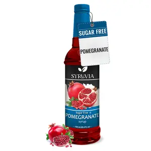 Syruvia Pomegranate Sugar-Free Syrup - 0 Calorie, Premium Flavoring for Tea, Italian Sodas, Desserts, Cocktails & Mocktails - Gluten Free - 25.4 fl oz
