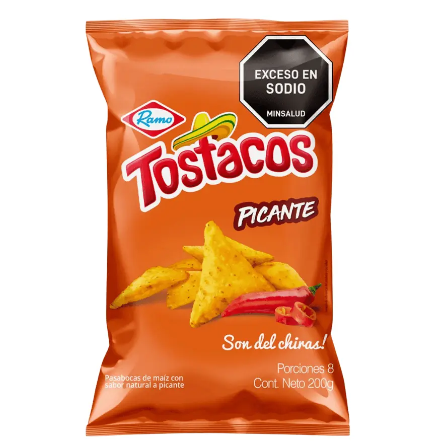 Ramo Tostacos Spicy Corn Chips - 200gr Package - Snack - Crispy Corn Chips with Spicy Flavor crispy snack papitas