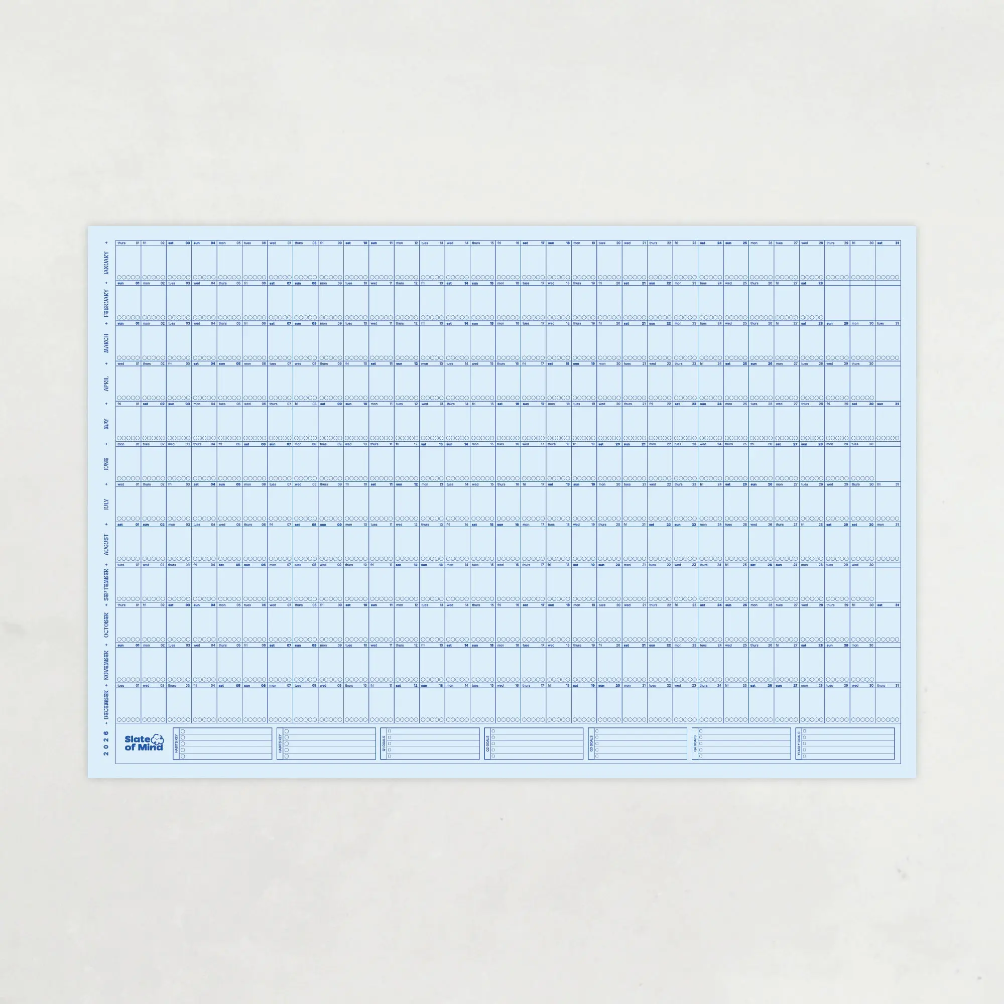 Cadence Calendar in Blueprint | 2026 Yearly Wall Calendar