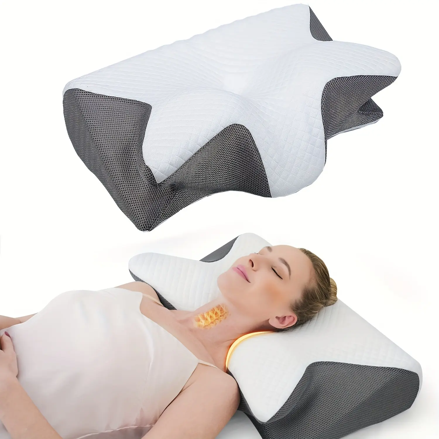Orthopedic Cervical Pillow - Durable Memory Foam, Ergonomic Contour Design for Neck Relief & Neck Care, Pillows for Sleeping for Side and Back Sleepers, Orthopedic Pillow