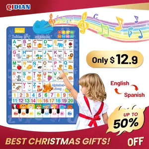 Bilingual Talking Wall Chart for Kids Ages 1–6 – English & Spanish Educational Poster with Songs, Sounds & Games – Interactive Learning Toy for Toddlers, Preschool, Home & Classroom Use