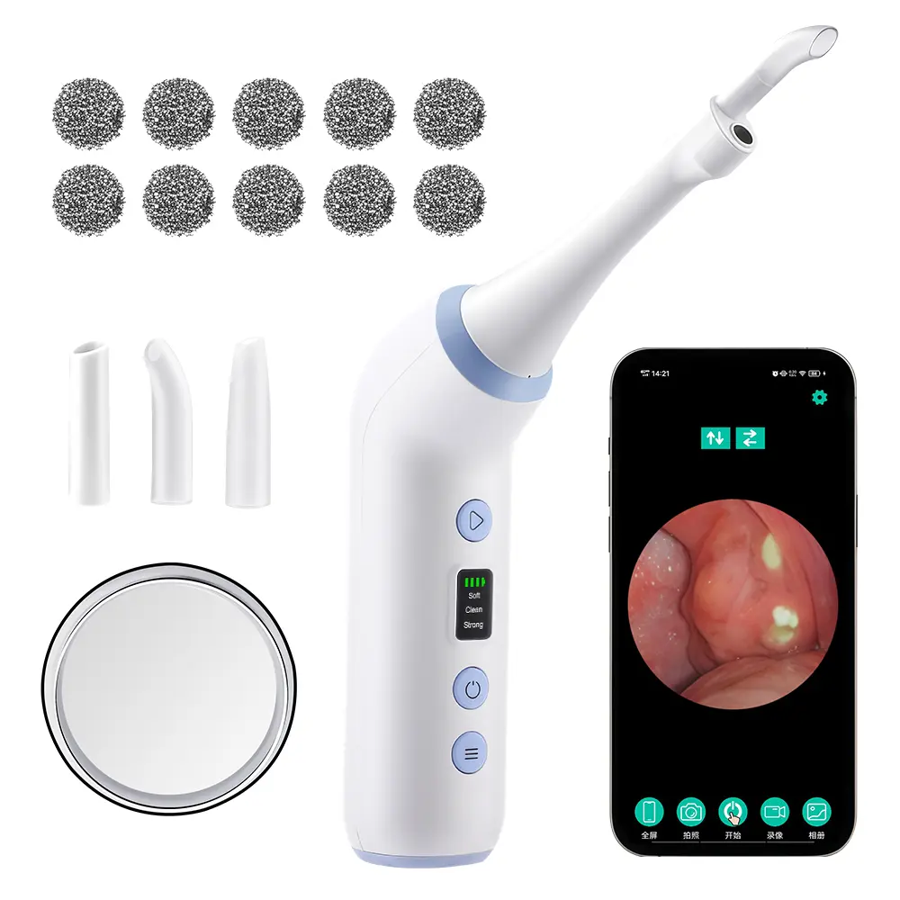 Visible Electric Throat Tonsils Stone Remover with Camera LED Light, 3 Suction Levels Oral Cleaning Tool, Dental Cleaner, Oral Hygiene Products, Oral Care