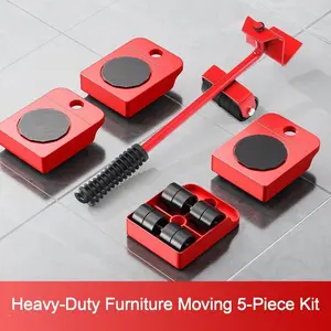 5-Piece Heavy-Duty Furniture Moving Kit with 4 Sliders, 360° Swivel Wheels & Anti-Slip Dolly, No-Scratch Tool for Moving Sofa, Refrigerator & Cabinet Moving essentials kit