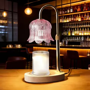 Candle Heating Lamp with Electric Timer Height-Adjustable Dimming Candle Warmer Flame-Free Warm Wax Melting Lantern Modern Home Decor Table Lamp for Living Room Bedroom Home Accessories Light Fragrance Kitchen Bronze Thermal Metal