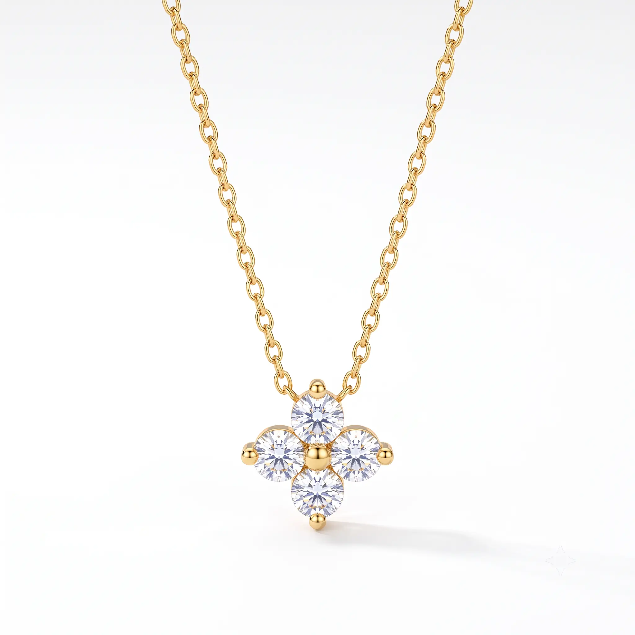 MONAVRA Dainty 4-Leaf Clover CZ Pendant Necklace - Gold-Plated or Silver Costume Jewelry, Minimalist Everyday Accessory, Women's Birthday Bridesmaid Gifts (Daily & Party Wear)