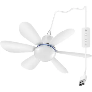 USB Socket Ceiling Fan With Lights,16.5",Mini Small DC 5V,Quiet,Silent,Camping  Portable Outdoor  Gazebo Canopy Dorm Fans,For  planting,Tent,RV,Room,Garage