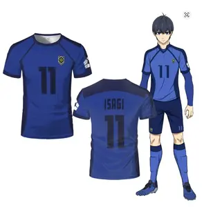 ISAGI 3D Print Sport Quick-dry Breathable Men TShirt Anime Cosplay Harajuku Football Team Loose Training Short Sleeve Summer Top