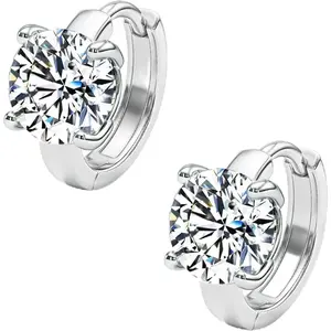 Moissanite Earrings for Women, Sterling Silver Huggie Hoops 18K Gold Plated Hoops Earrings for Women