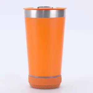 AuraHome 2-in-1 Bluetooth Speaker Tumbler (16oz) 🎵 Insulated Stainless Steel Beer Cup & Coffee Mug - Double Wall Vacuum Sealed - IPX6 Waterproof Detachable Speaker - Perfect Party & Camping Gift