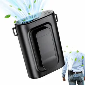 Portable Clip Fan Rechargeable 5000mAh, 4-Speed Strong Airflow Waist & Belt Clip Fan with Stand, Wearable Cooling Fan for Work, Camping, Travel, Hiking Outdoor Essentials Black