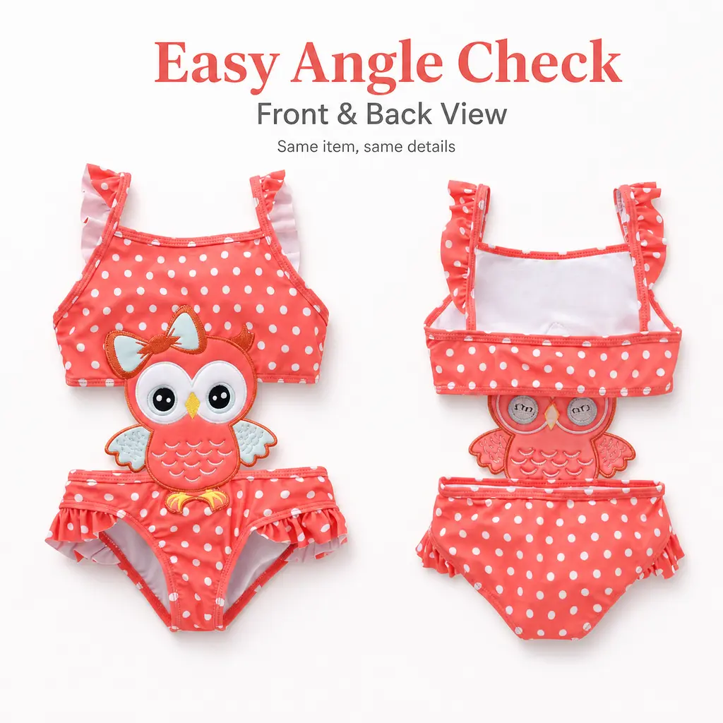 Toddler Girl 1-Piece Cute Swimsuits (1-6 Years, 3-6 Years Incl) - Owl Polka Dot, Coral Ruffle Swimmingoutfit - Sports & Outdoor Kids' Swimwear, One Piece