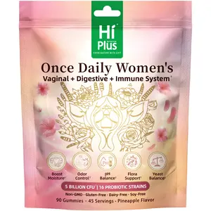 HiPlus Women’s Probiotic Gummies – Vaginal, Digestive & Immune Support | 5 Billion CFU, 16 Strains, Pineapple Flavor