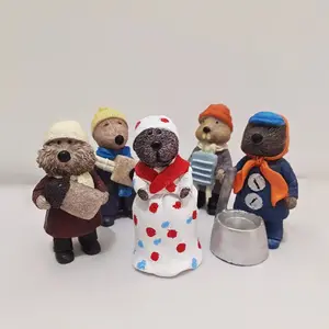 5-Piece Christmas Decoration Set, Organic Art Doll Statues, Resin Beaver Maputte Band Miniature Figurines, Home Decor Gifts, Home Decor Ornaments